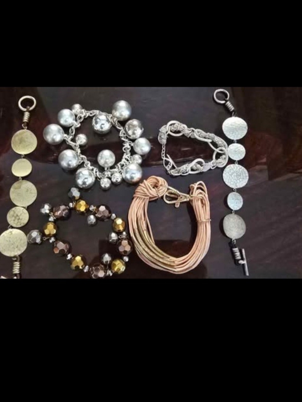 Mixed Metallic Women’s Bracelets. Silver, Gold, Copper Tones. ALL 6 Bracelet(26)